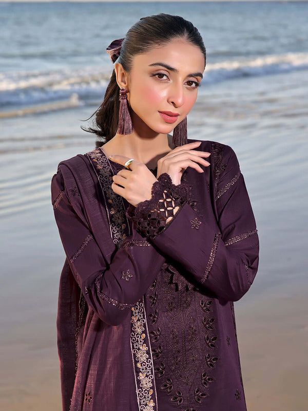 3-Piece Unstitched Heavy Embroidered Chickan Kaari Dhanak Suit ( Full Embroidered Dhanak Dupatta ) IZ-813