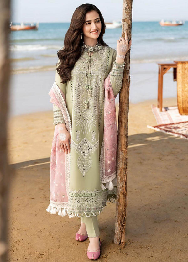 3 Piece Embroidered Lawn Shirt with Printed Organza Dupatta AS 10