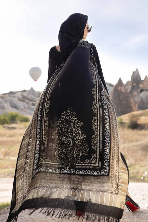 3 Piece Embroidered Dhanak Shirt with Printed Wool MB-58