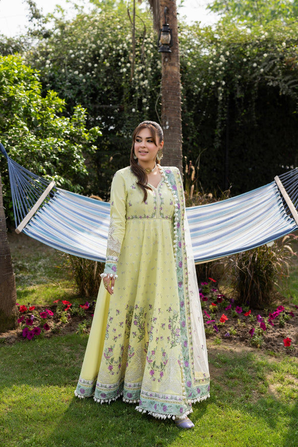 ANEELAS 3PC LAWN EMBROIDERED SHIRT WITH NET EMBROIDERED DUPATTA AND TROUSER728