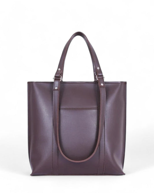 Dark Brown Double Handle Tote Bag C-143