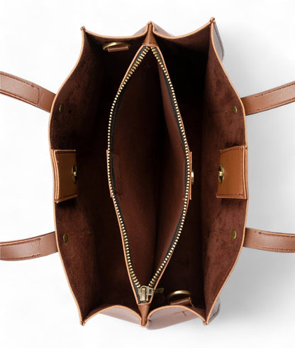 Brown Multi Compartment Satchel Bag C-129