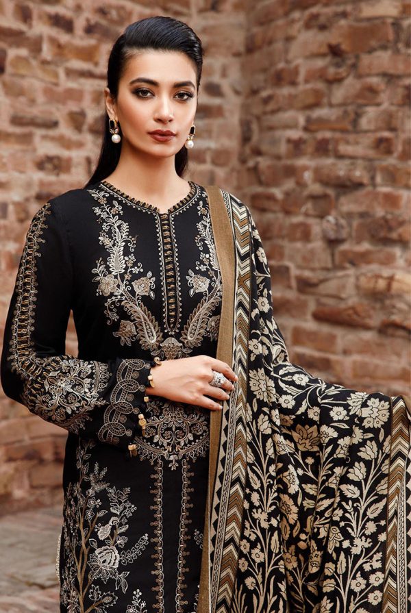 3PC-Heavy Embroidery Dhanak Stuff With Printed Wool Shawl MB-1160