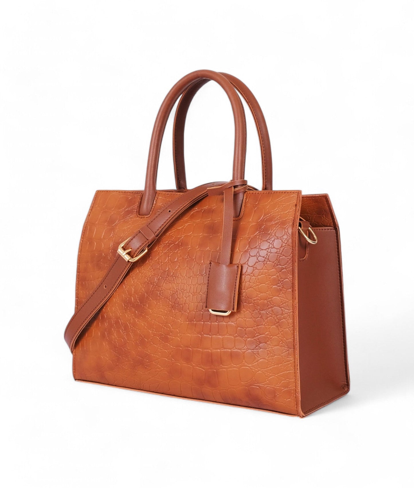 Brown Retro Croc Handbag C-130