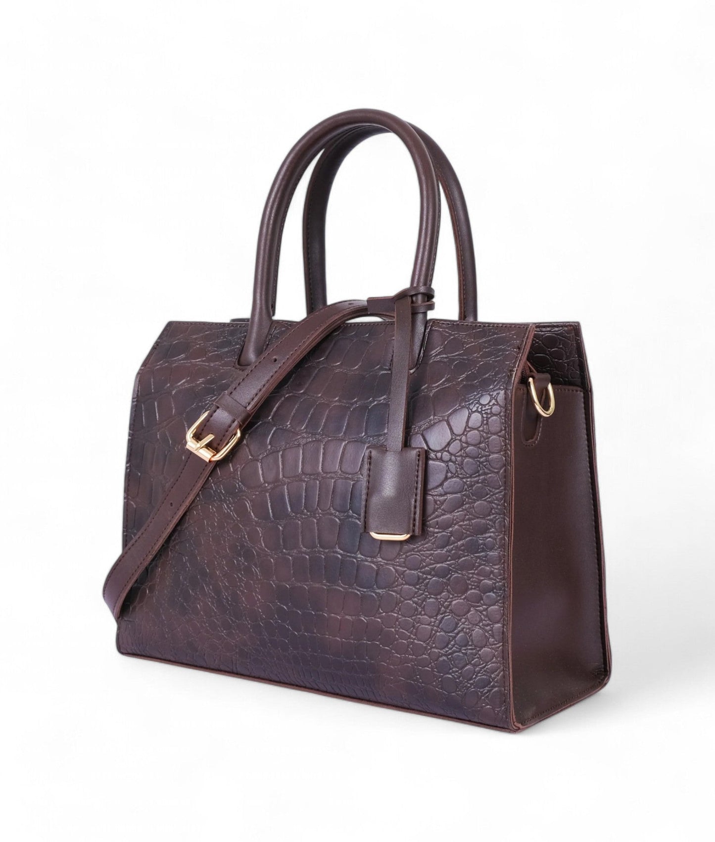 Dark Brown Retro Croc Handbag C-145