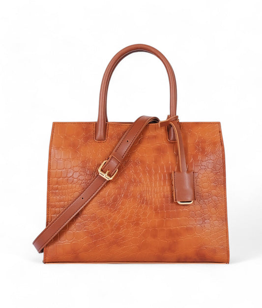 Brown Retro Croc Handbag C-130
