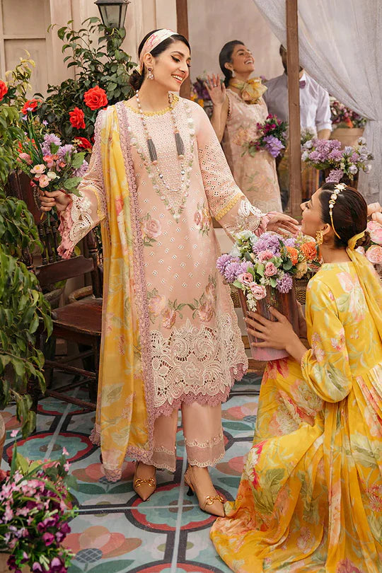 3 Piece Embroidered Lawn Shirt with Digital Printed Silk Dupatta MS 22