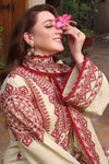 ASIM JOFA-3PC UNSTITCH DHANAK EMBROIDERED SHIRT WITH EMBROIDERED SHAWL & TROUSER- 672
