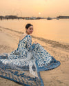 FAIZA SAQLAIN3PC LAWN EMBROIDERED SHIRT WITH NET EMBROIDERED DUPATTA AND TROUSER -718