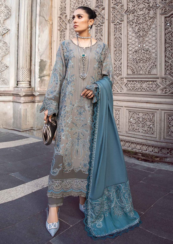 3-PC Embroidered Dhanak with Embroidered Dhanak Shawl IZ-775