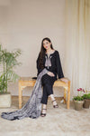 3 Piece Embroidered Dhanak Shirt with Printed Wool Shawl AS-15