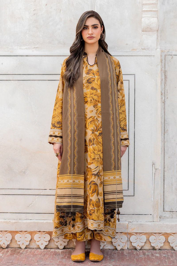 3 Piece Digital Printed Khaddar Shirt Trouser and Dupatta BK-185
