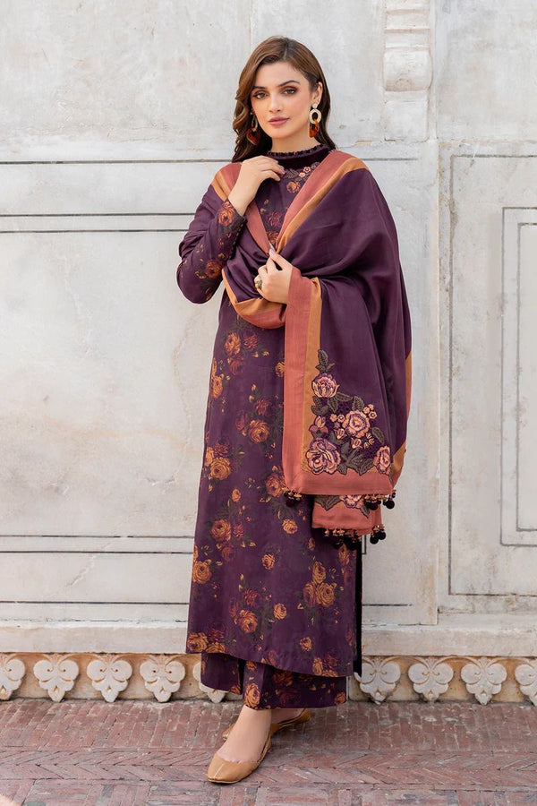 3 Piece Digital Printed Khaddar Shirt Trouser and Dupatta BK-184