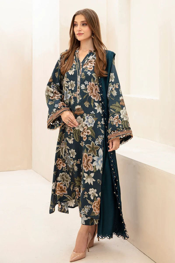 3-Piece Unstitch Digital Printed Khaddar Shirt Trouser and Dupatta BK-183