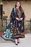 ASIM JOFA-3PC UNSTITCH DHANAK EMBROIDERED SHIRT WITH COURTRAI PRINTED SHAWL & TROUSER - 676