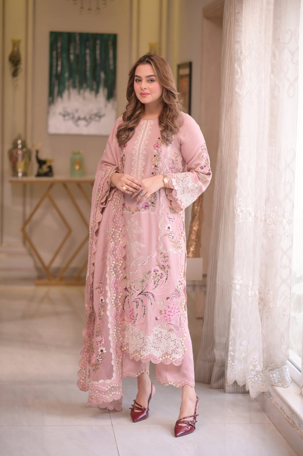 Lawn stitched Embroidered Collection with Lawn Dupata 701