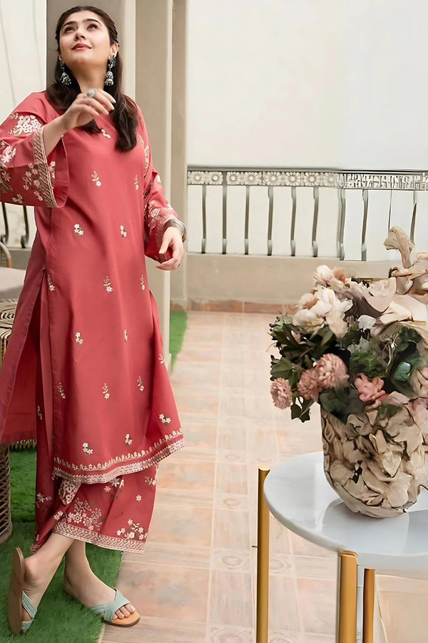 URGE 2PC DHANAK UNSTITCH EMBROIDERED SHIRT AND TROUSER-103