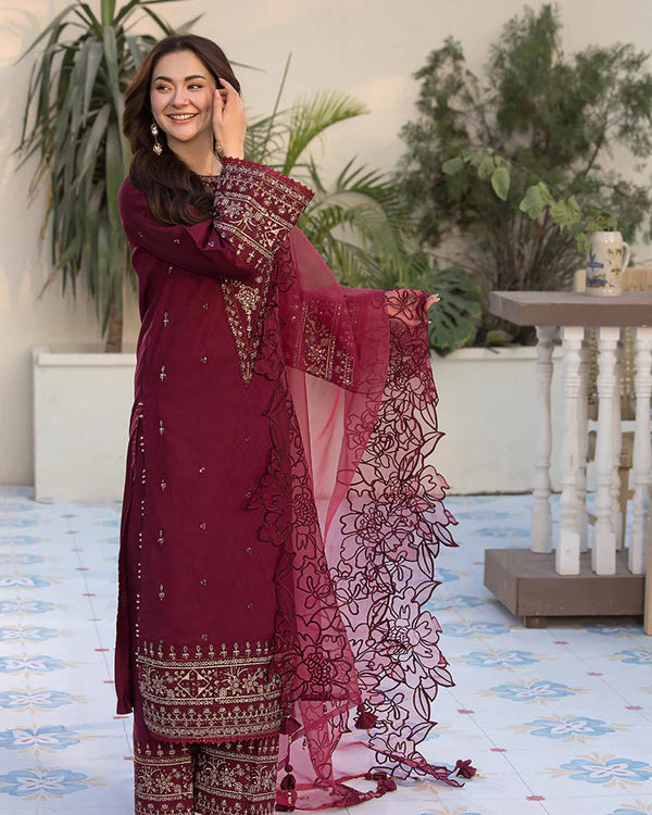 Dhanak -3PC Embroidered Shirt with Organza Embroidered Dupatta 1351W