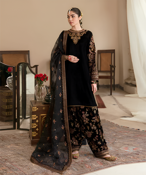 Baroque Velvet Unstitch 3PC Embroidered- 264