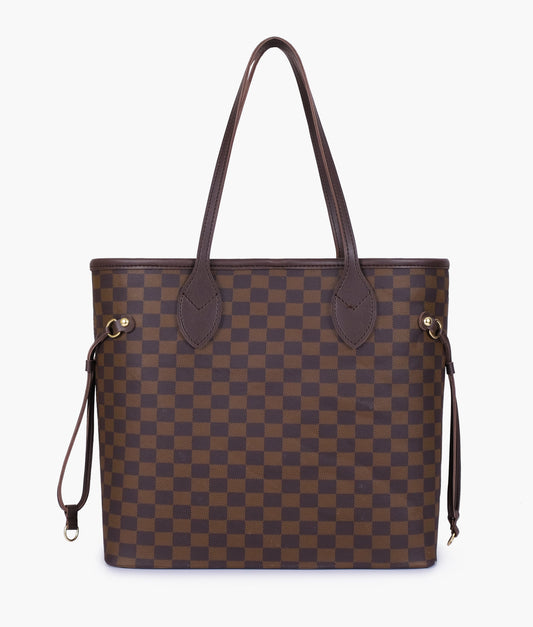 Dark Brown Checkered Neverfull Tote Bag-141