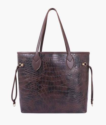 Dark Brown Croc Neverfull Tote Bag C-142