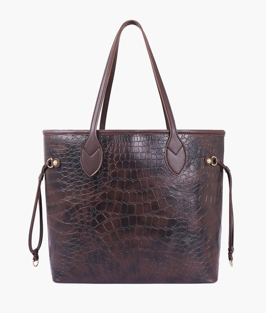 Dark Brown Croc Neverfull Tote Bag C-142