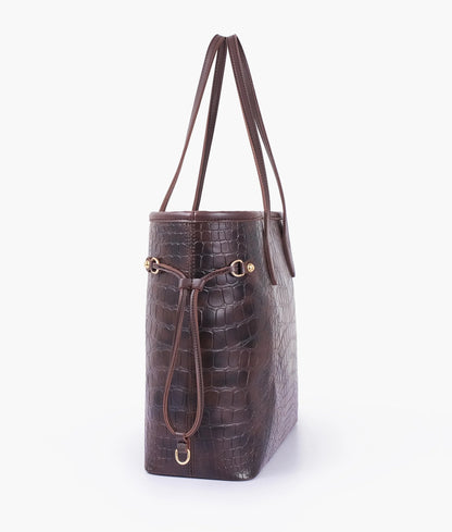 Dark Brown Croc Neverfull Tote Bag C-142