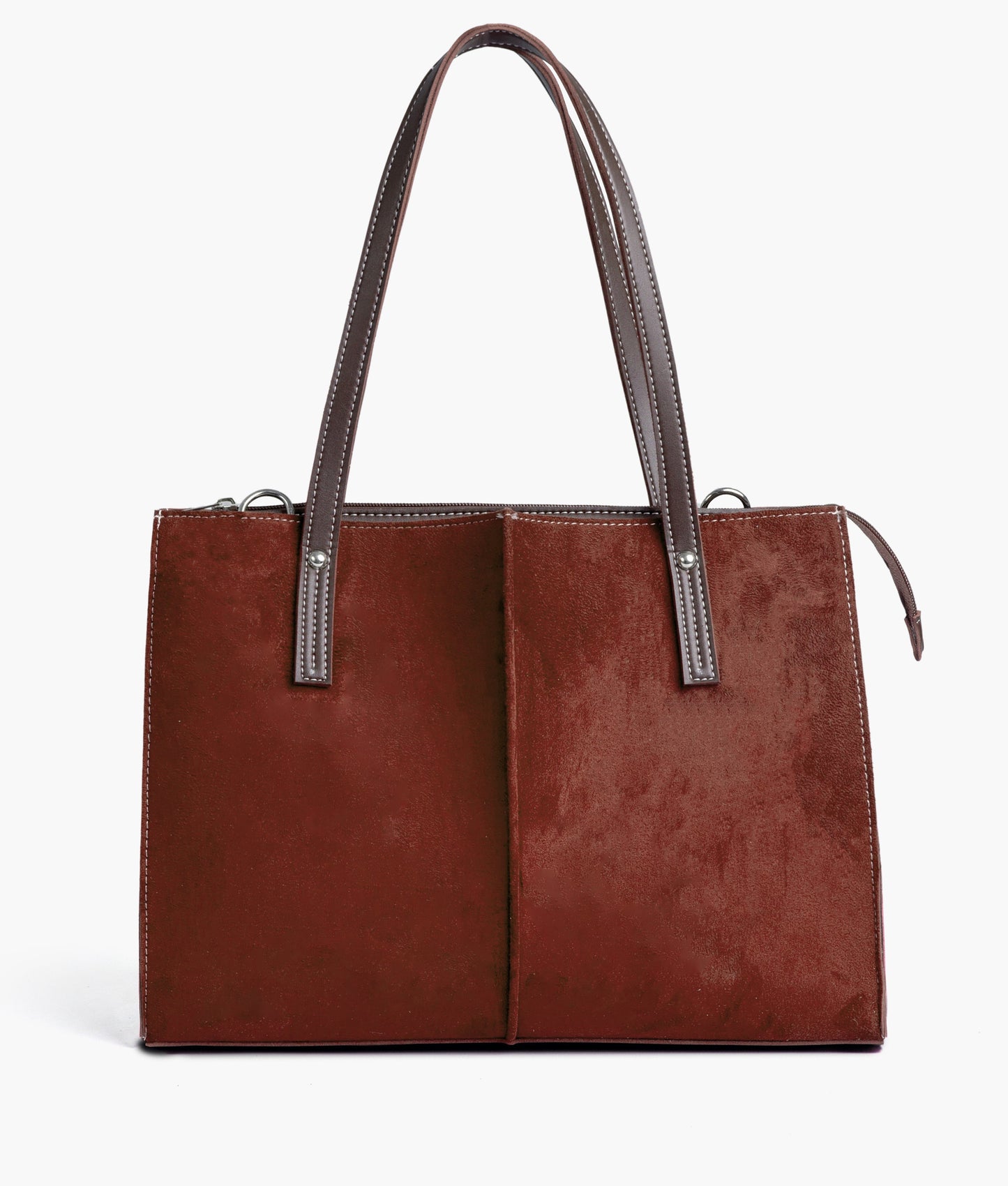 Dark Brown Suede Work Tote Bag