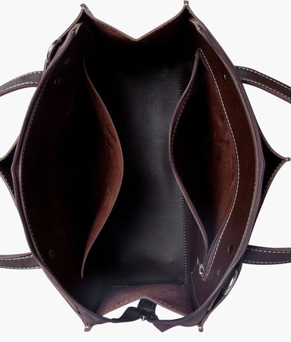 Dark Brown Suede Work Tote Bag