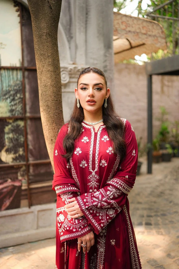 Aneelas Stitched Dhanak Emb 3pc Emb Chiffon Duppata V737