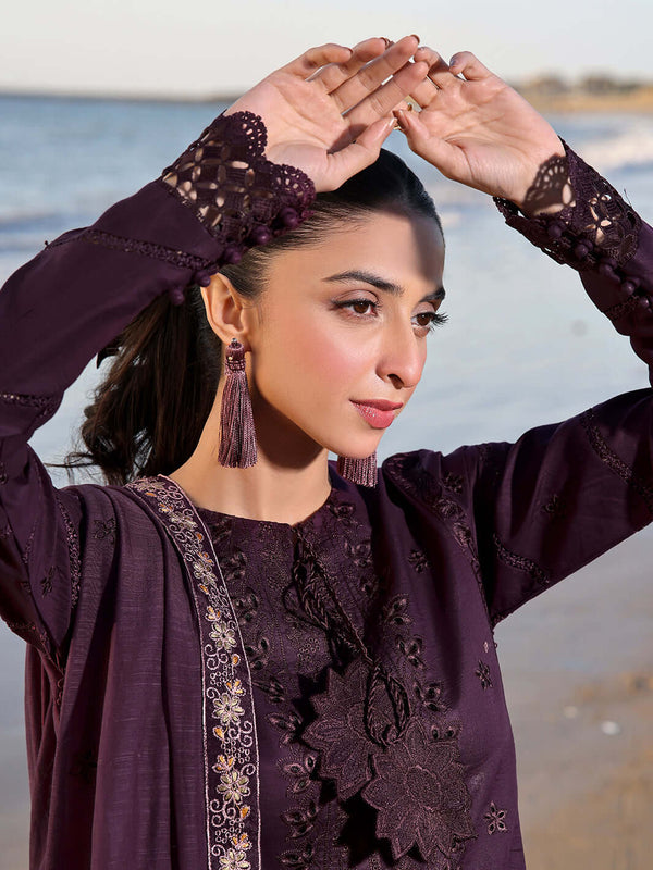 3-Piece Unstitched Heavy Embroidered Chickan Kaari Dhanak Suit ( Full Embroidered Dhanak Dupatta ) IZ-813