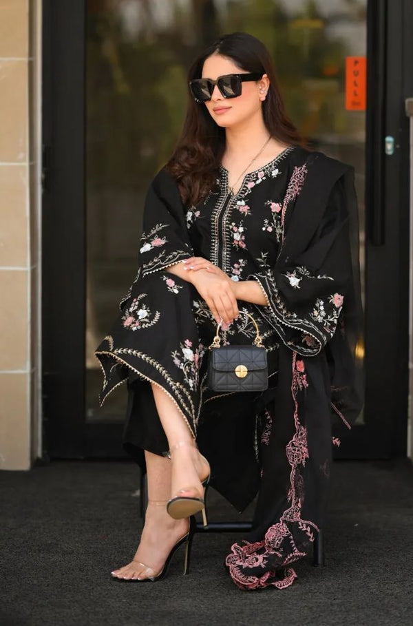 Summer Unstitch 3Piece Lawn Embroidered Suit-729